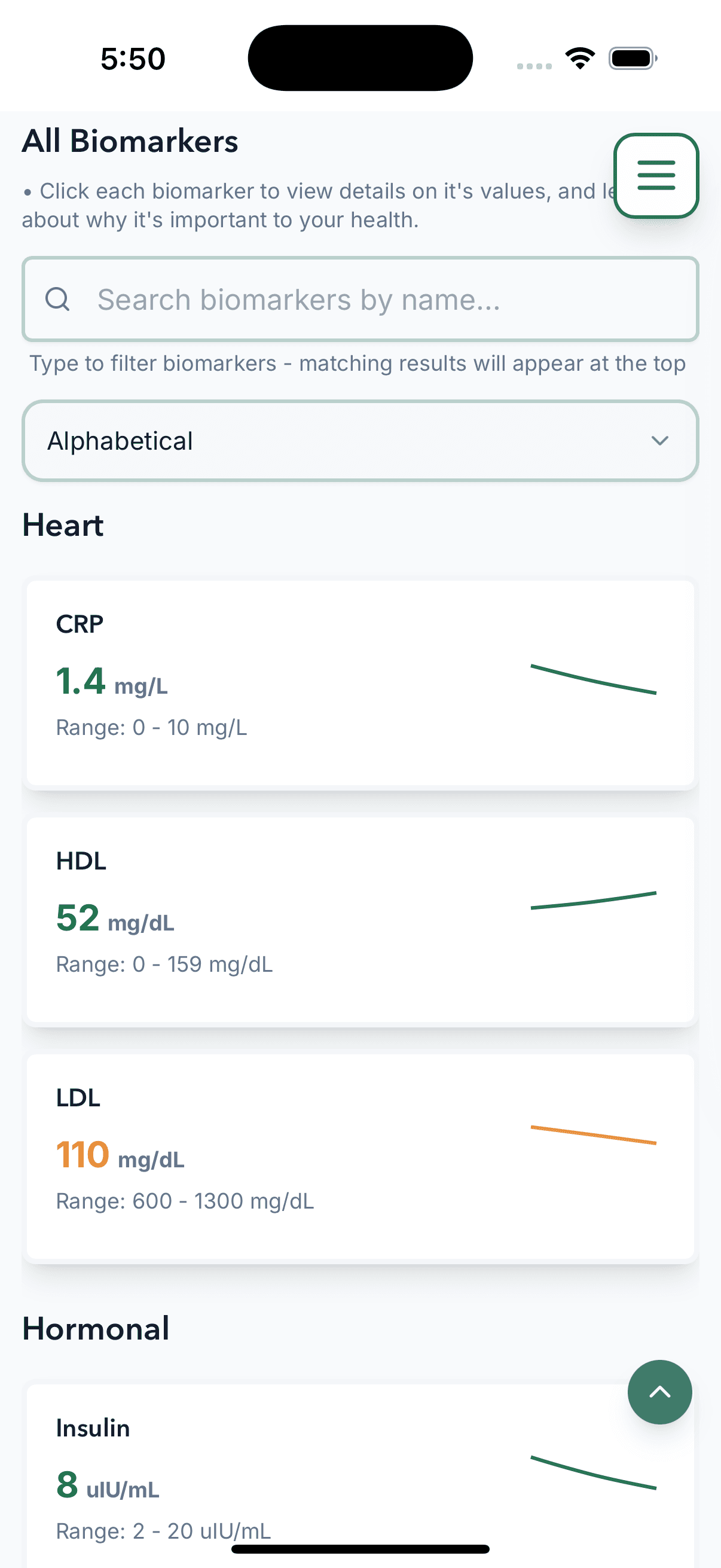 See your biomarker trends - 1 of 4